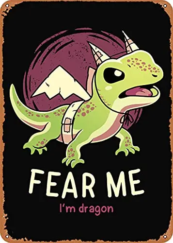 Panneau métallique d'aspect Vintage de motivation Dragon mignon, imprimés artistiques brevetés, cadeau rétro