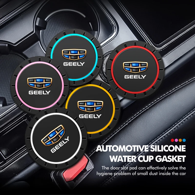 2Pcs Silicone Car Cup Holder Coaster Non-Slip Pad Mat For Geely LC EC8 Atlas CK2 CK3 GT GC9 Geometry C Tugella GX3 CK Auto Inter