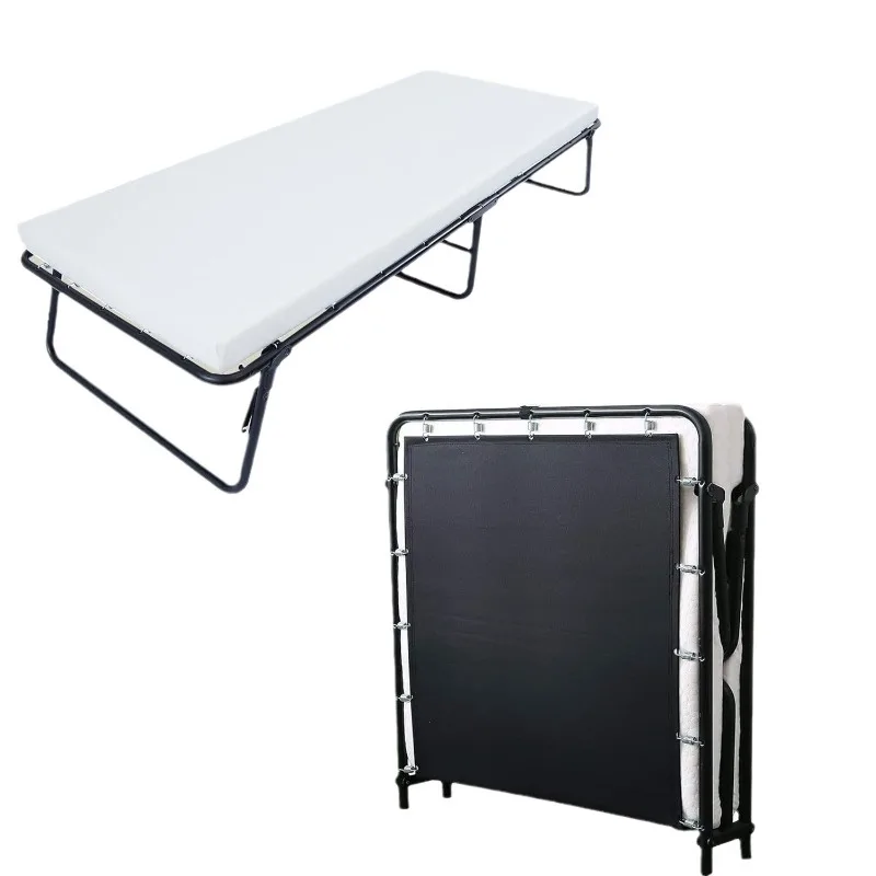 Foldable Folding Bed, Rollaway Extra Guest Bed with 3 Inch Memory Foam Mattress and Portable Metal Frame - Easy Storage