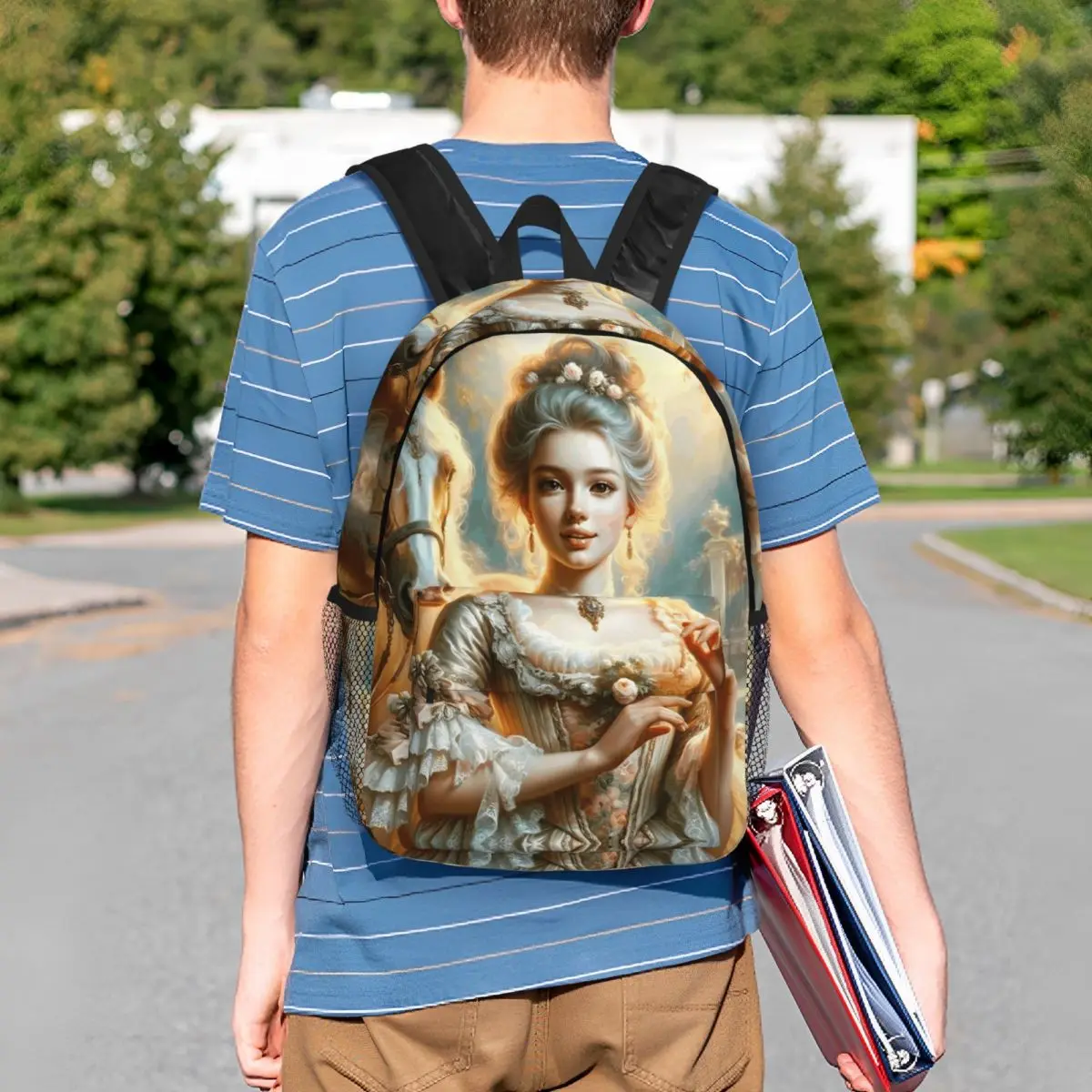 Baroque And Rococo Beautiful Lady Backpack Student BookBag Kids School Bag Computer Shoulder Bags for Men Women