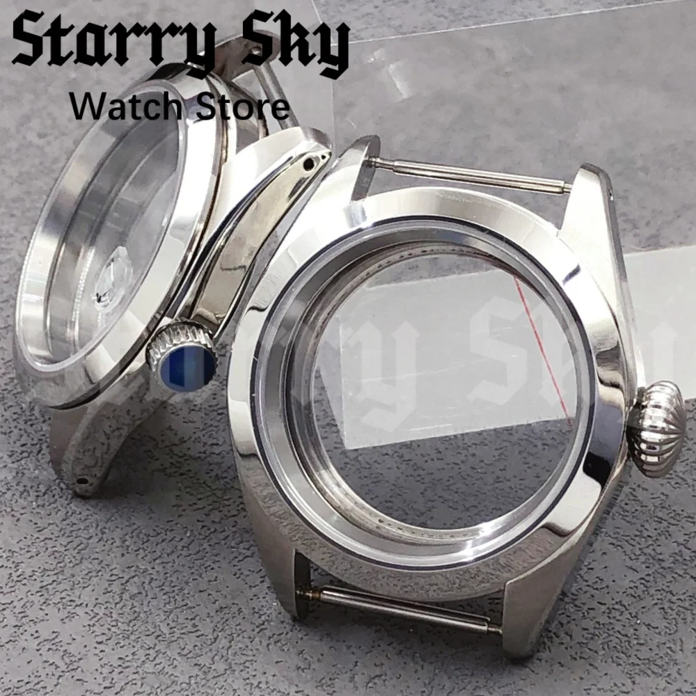 LARIMOKER 38 مللي متر الياقوت الزجاج مصقول المنحدر الحافة ساعة فضية مناسبة ل NH35/ETA2824 PT5000 ساعة يد تعمل بالحركة اكسسوارات