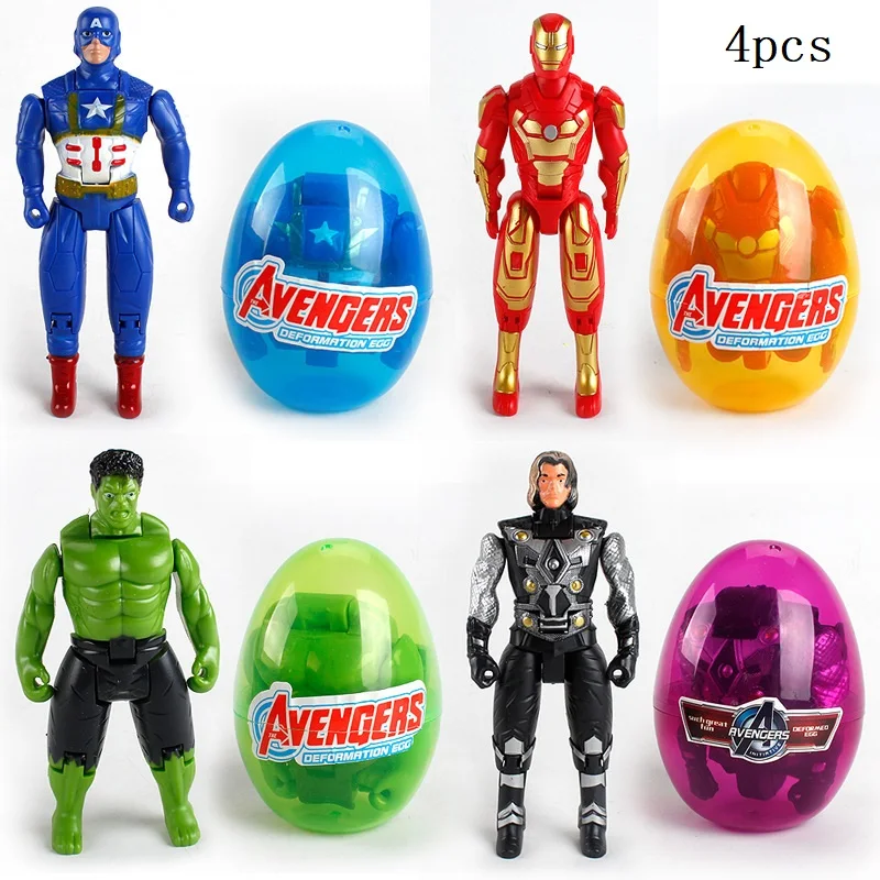 4 قطعة لعب أعجوبة المنتقمون الرجل العنكبوت الرجل الحديدي ثور هالك كابتن أمريكا تشوه البيض لعب للأطفال هدية تحويل اللعب #4