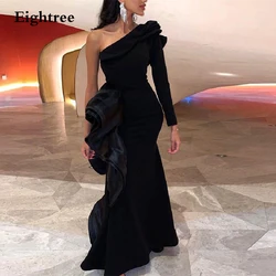 Eightree Black One Sleeve Shoulder Evening Dress Saudi Dubai Formal Night Party Gowns Dress Vintage Prom Vestidos Customized