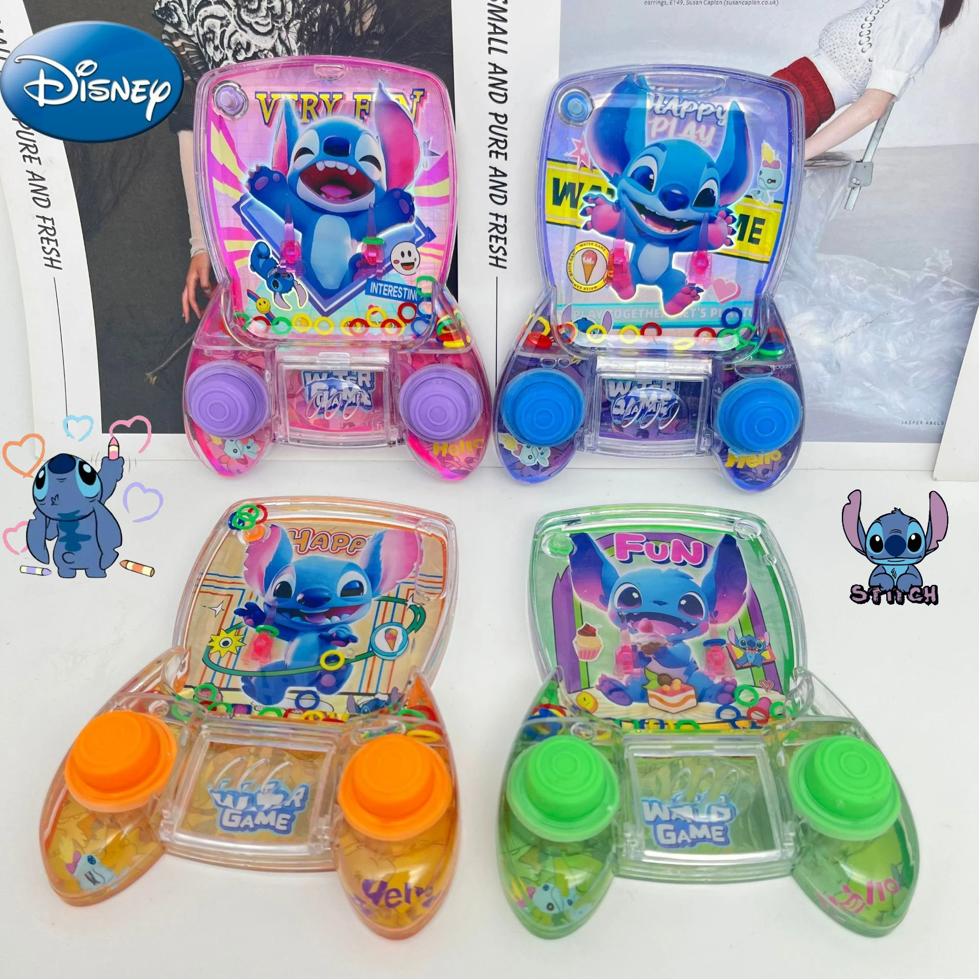 Lilo and Stitch Ring Water Game Console Disney Products Educational Toys Anime Accessories Kids Toys Party Gifts for Children