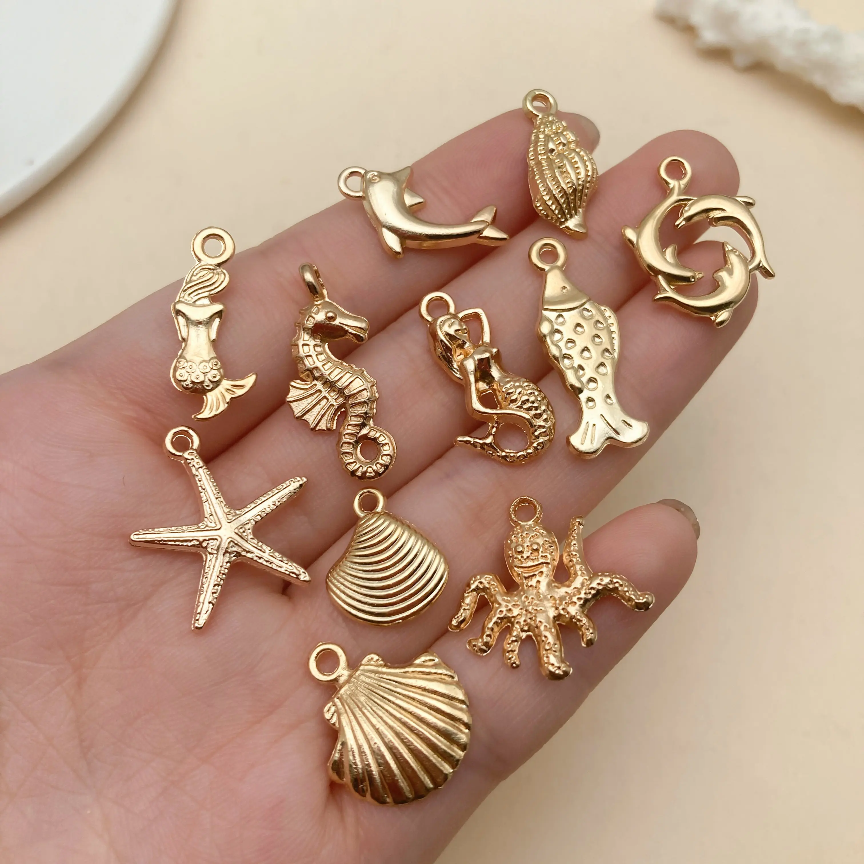 Mixed Alloy Ocean Shells and Stars Charms for DIY
