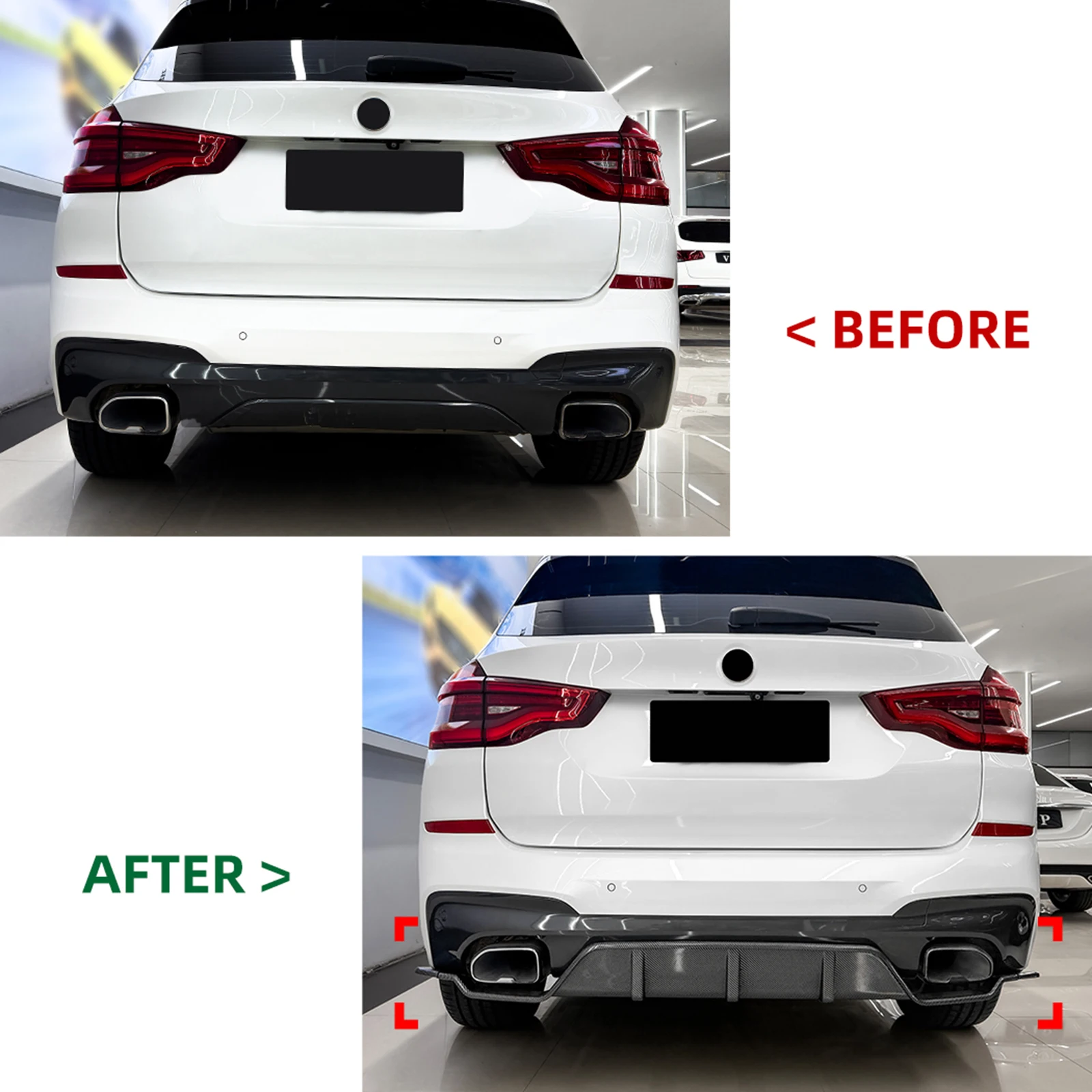 3PCS Car Exterior Rear Bumper Diffuser Lip Bracket Boot Lower Tail Splitter Spoiler Plate Lips For BMW X3 G01 M Sport 2018-2021