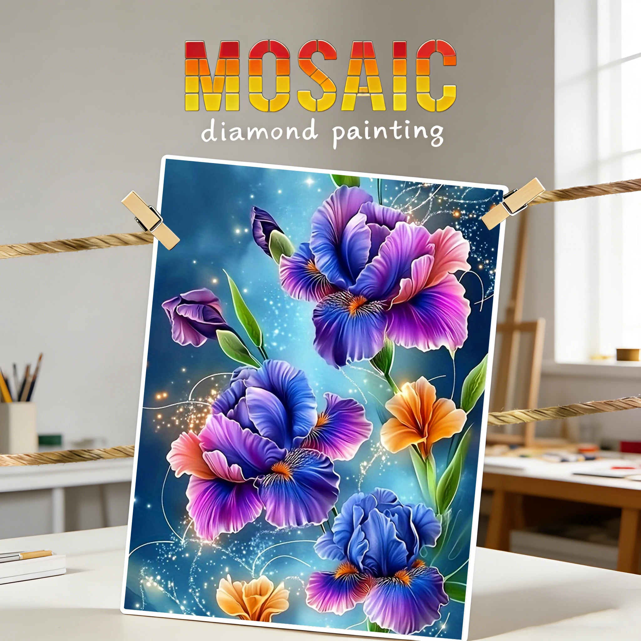 AZQSD Diamond Painting Orchideenblüte, vollflächiges Mosaik, florales Kunsthandwerk, quadratisches und rundes Set, Heimdekoration