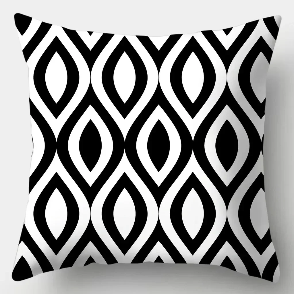 Simple black and white series printed pattern cushion cover for home living room sofa decoration pillowcase 45X45cm