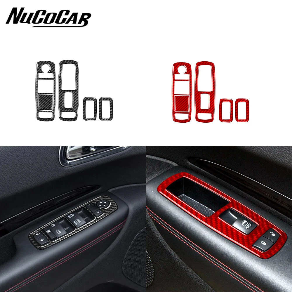 For Dodge Durango 2011-2013 Carbon Fiber Window lift door lock switch panel Cover Car Interior Accessories Decorative Stickers