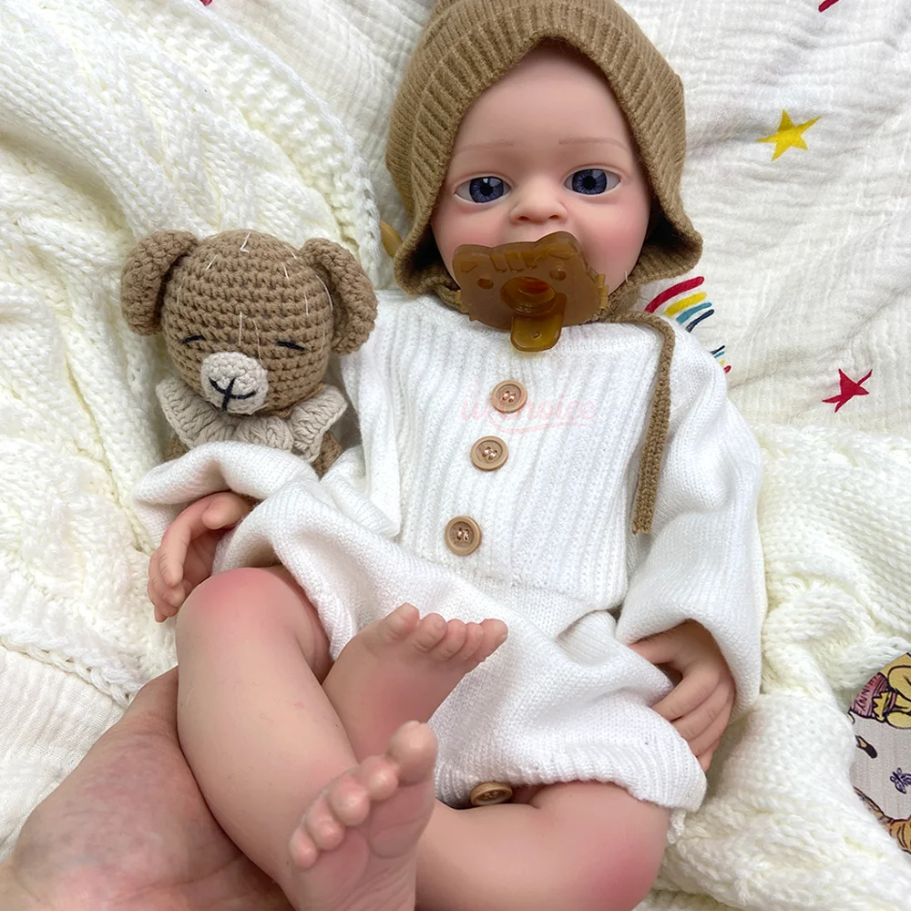18-calowa Realistyczna Lalka Reborn z Otwartymi Oczami, Miękka Silikonowa Lalka Reborn Chłopiec, Ręcznie Robiona, Miękka w Dotyku, Noworodek dla Dzieci, Prezent na Urodziny