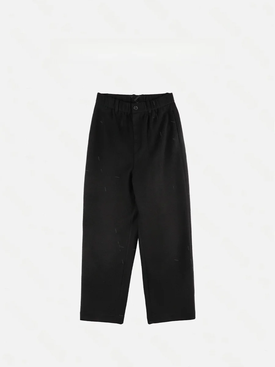 

Simple Casual Pants Lambs Wool f Elastic Waist Button Single Pleat Long Pants Silk Straight Leg Pants for Women