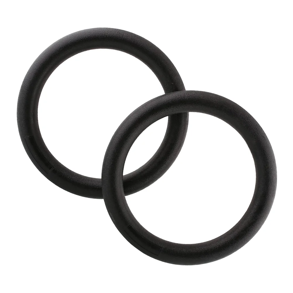 2PCS Replacement Fitness Rings Plastic Gymnastic Ring for Strength Bodyweight Training Cross-Training Workouts (Black)