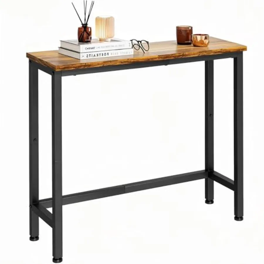 

9.5 Inch Narrow Console Table, Small Entryway Table with Metal Frame, Skinny Sofa Table for Living Room Hallway Bedroom Foyer,