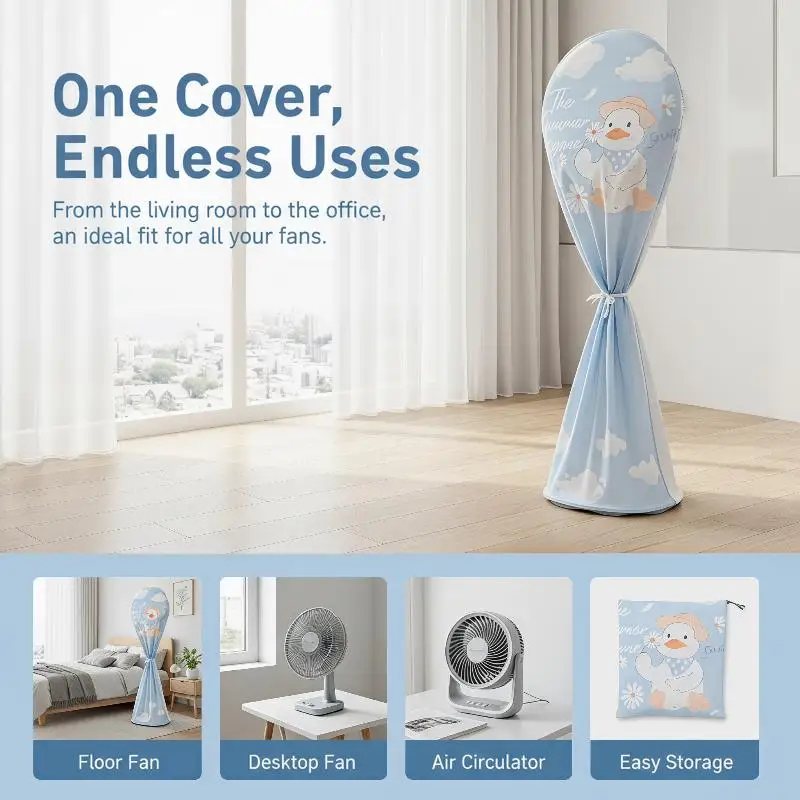 Round Washable Electric Fan Cover Waterproof PVC Universal Dustproof Protector for Home Office Desktop Standing Fans