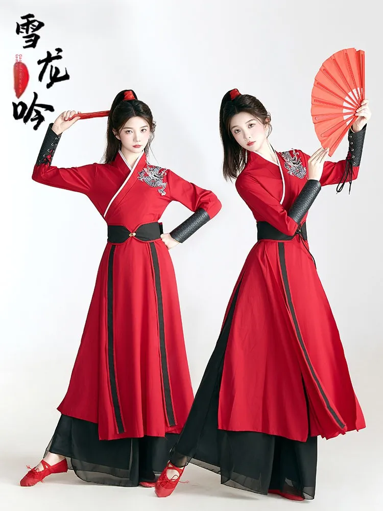 Klassisches Tanz-Performance-Kostüm für Damen, Kampfsport-Übungsanzug, Tai Chi, Schwert, Performance-Kleidung, Trommelfächertanz