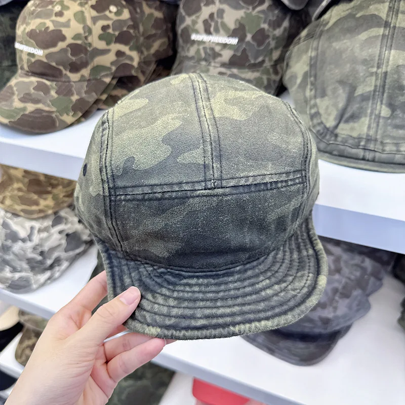 Retro Wash Soft Brim Camouflage Baseball Caps Unisex Summer Autumn Street Trend Versatile Tooling Style Hat