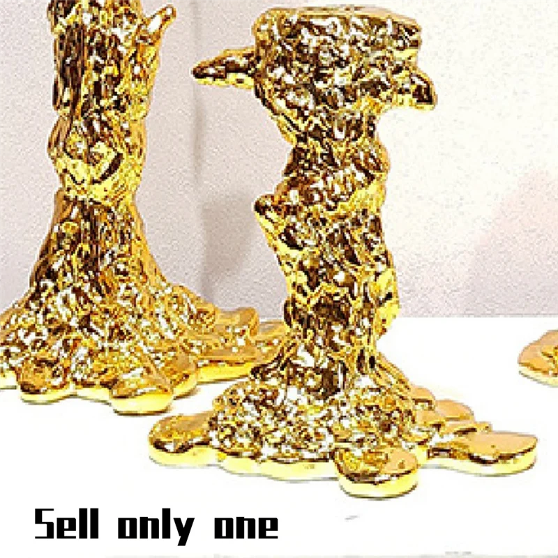 Candelabro dorado N95R, superficie chapada en resina, centros de mesa de boda con forma de fusión, mesa de comedor, decoración de muebles para el hogar Du