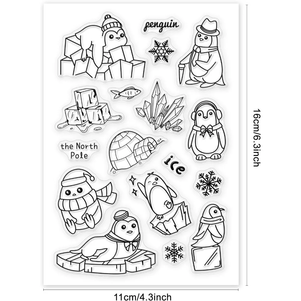 Penguin Clear Stamps The North Pole Ice Silicone Stamp for Card Making Decoration and DIY Scrapbooking