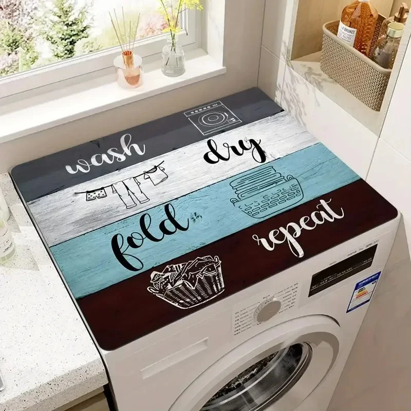 VIKAMA Washing Machine Dust Cover Waterproof Oven Microwave Refrigerator Fridge Top Protector Mat Coffee Drain Pad Table Placema