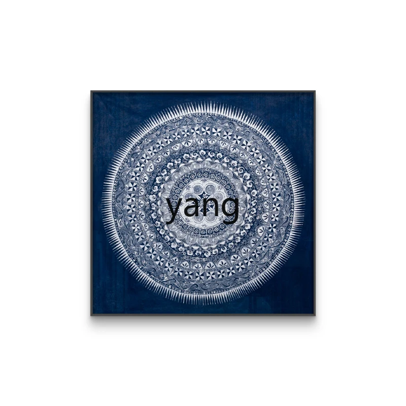 yjq new Chinese blue pattern hanging painting medieval imitation batik decoration