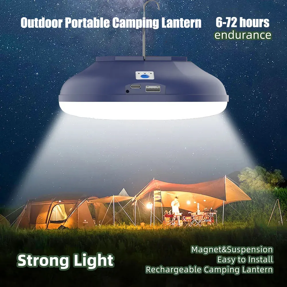 Outdoor Portable Camping Lanterns LED Rechargeable Work Lighting Waterproof Emergency Tent Flood Light with Strong Magnet