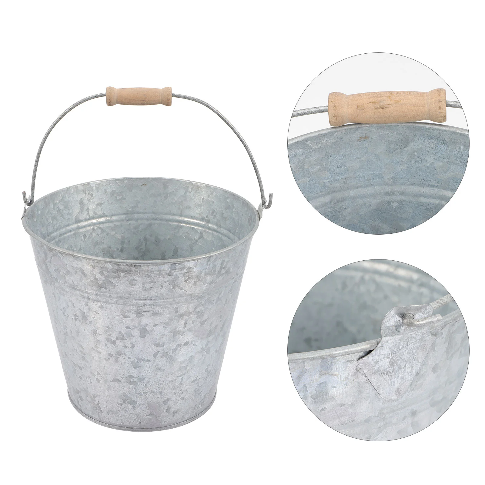 

Metal Buckets Handle Iron Pail Galvanized Bucket Compost Bin Food Waste Container Decorative Farmhouse Flower Bucket Ash