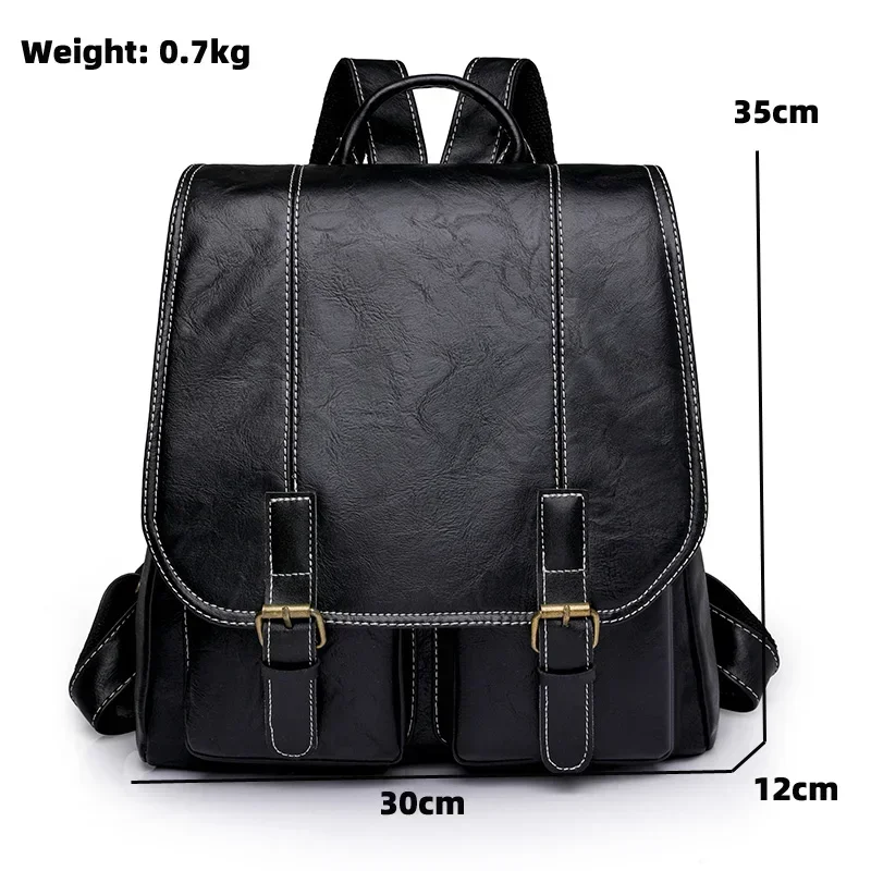 Vintage Women Backpack High Quality Soft Leather Large Capacity Travel Backpacks School Bag for Girls Men Female IPAD Bags sac