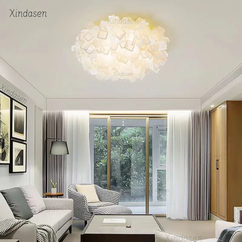 الحديثة زهرة بيضاء الثريات LED أضواء السقف سحابة البتلة ديكور الأطفال الفتيات غرفة نوم غرفة المعيشة الثريا مصباح السقف