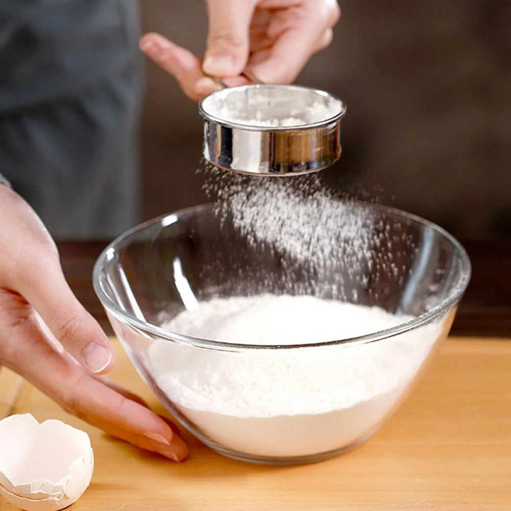 304 Stainless Steel Round Flour Sieve 40 Mesh Fine Mesh Professional Flour Strainer Handheld Food Grade Fine Mesh Sieve