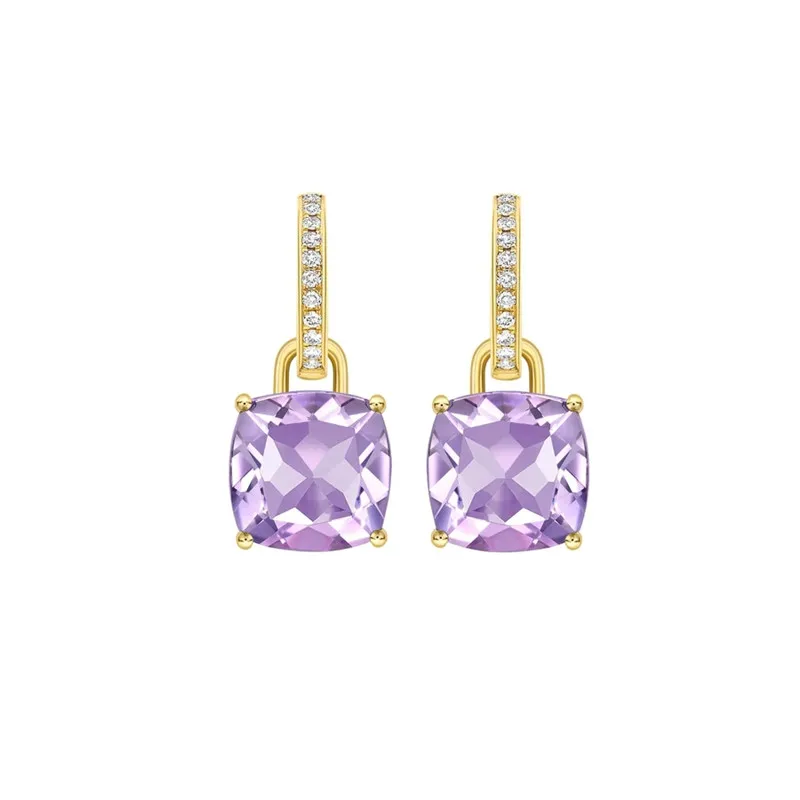 Micro Inlaid Zircon Dangle Earrings 925 Sterling Silver Colorful Square Crystal Drop Earring For Female Brincos Jewelry