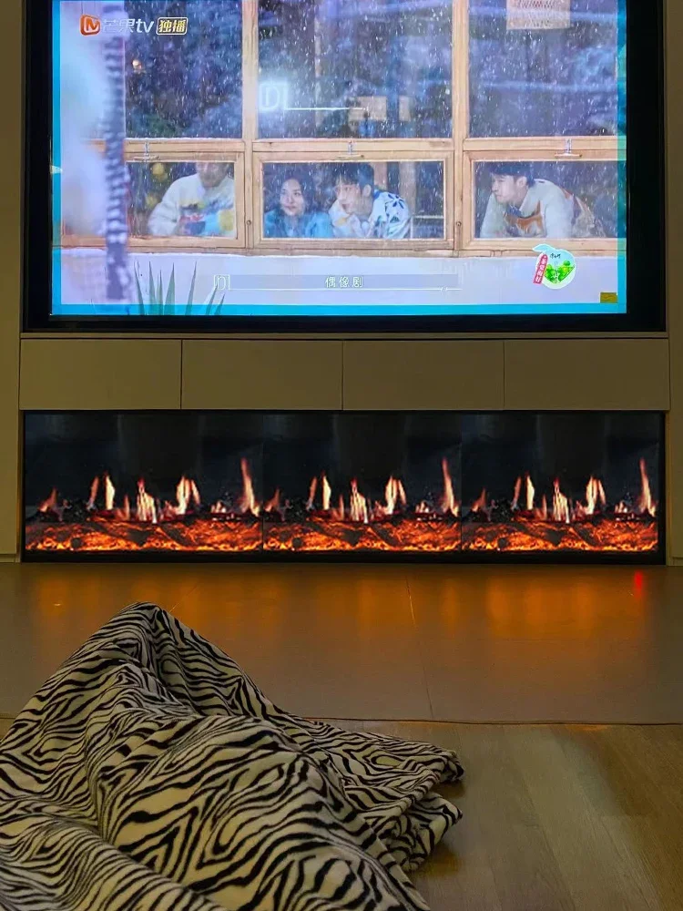 Holographic screen shadow fireplace 3D simulated fire custom embedded electronic fireplace simulated real fire