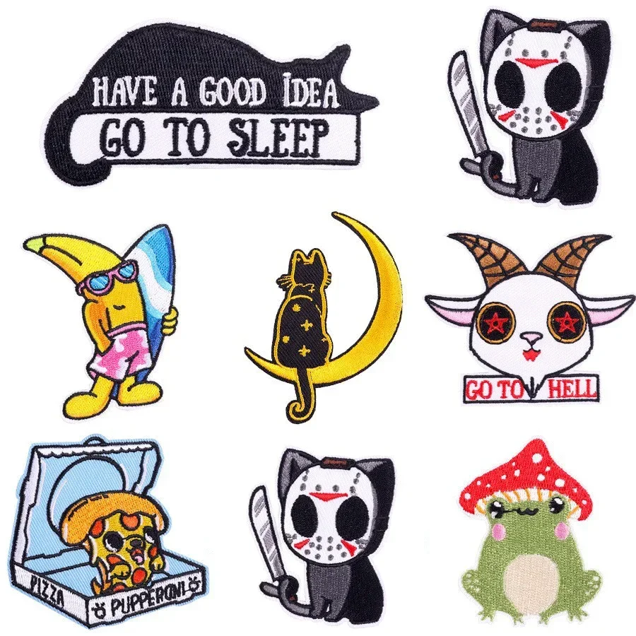 Embroidered Patch Iron On Patches for Clothing Pocket Moon Clothes Stickers Fabric Sewing Thermal Adhesive Applique Fusible