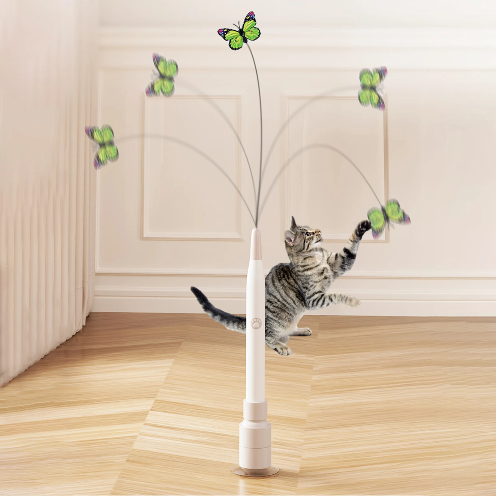 

Interactive Cat Toy with Suction Cup Electric Butterfly Toy Flutter Rotating Kitten Toys for Indoor Cats
