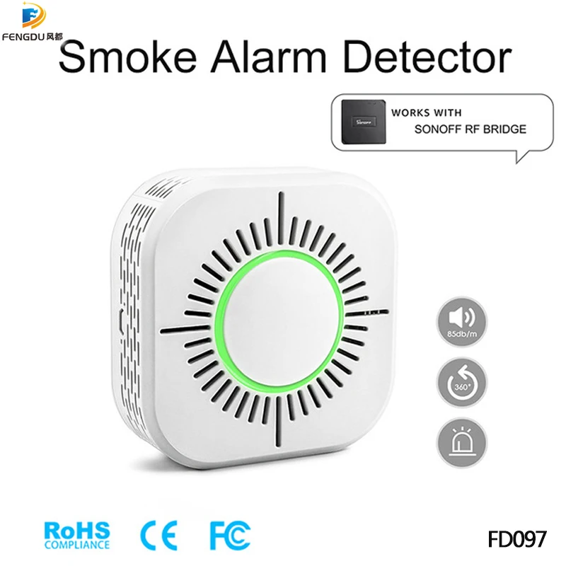 Detector de humo inalámbrico RF433, 4 piezas, Sensor de alarma de humo, protección de seguridad para automatización del hogar, funciona con RF Bridg