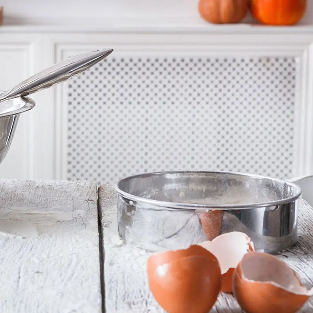 2Pcs Flour Sifter Stainless Steel Fine Mesh Round Baking Strainers 60 Mesh Manual Flour Sieving Tool Kitchen Baking Filter Sugar