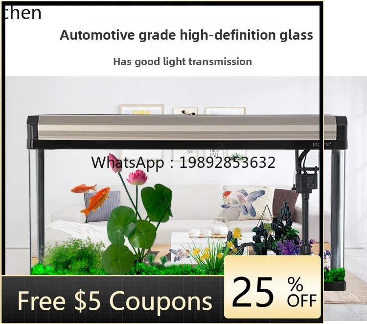 YGG fish tank 40 wide glass ecological medium rectangular living room home desktop large water-free goldfish tank