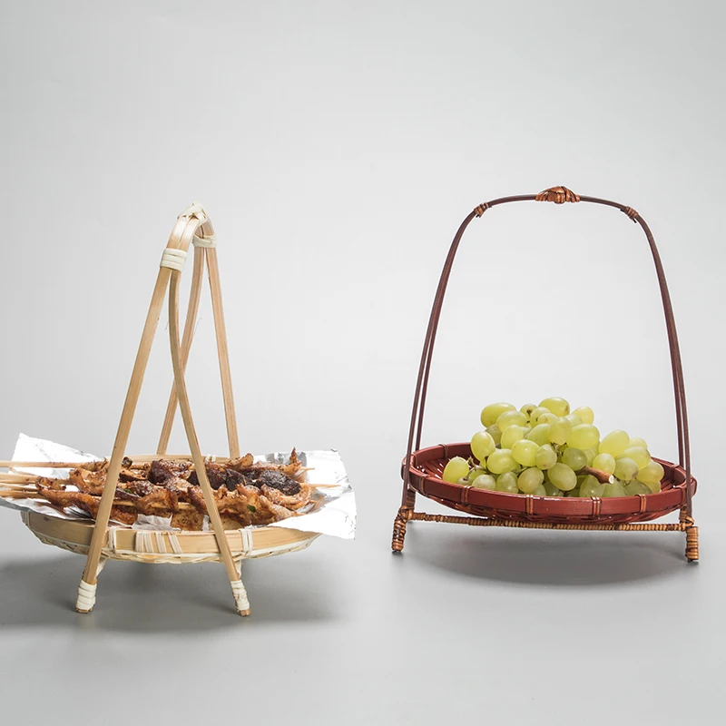 Bamboo hanging basket for tea ceremony, handmade shopping basket, fruit plate, refreshing fruit basket, antiqueshelf