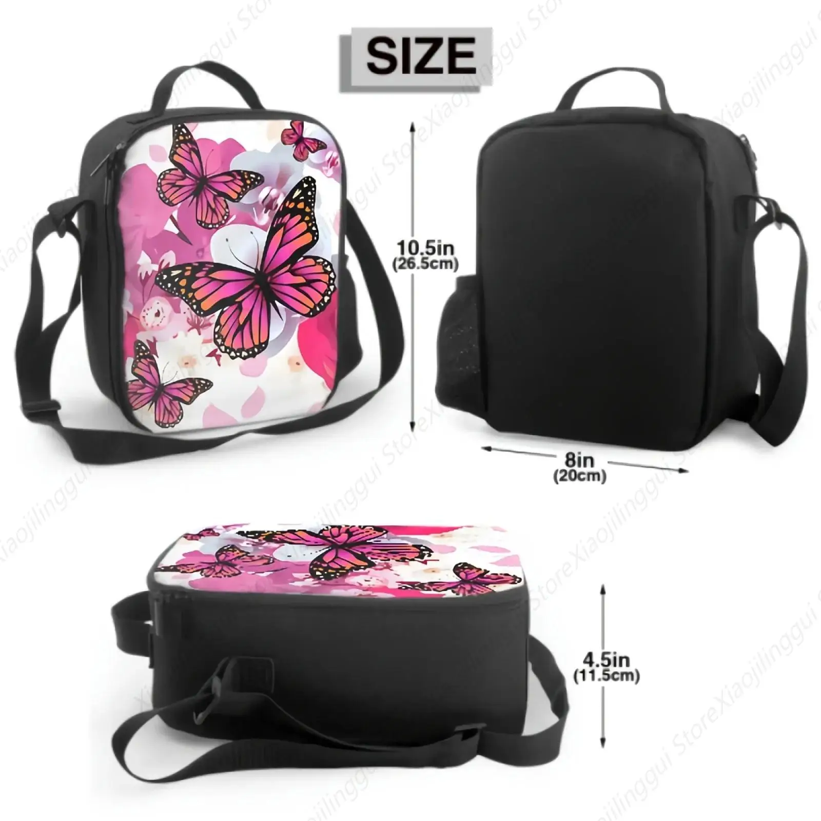 Orchid And Rose Flowers Insulated Lunch Box Leakproof Portable Lunch Bag with Adjustable Shoulder Strap Reusable Cooler Tote Bag