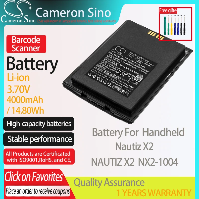 CameronSino Pin Cho Cầm Tay Nautiz X2 Vừa Cầm Tay NAUTIZ X2 NX2-1004 Máy Quét Mã Vạch Pin 4000MAh 3.70V Li-ion Đen