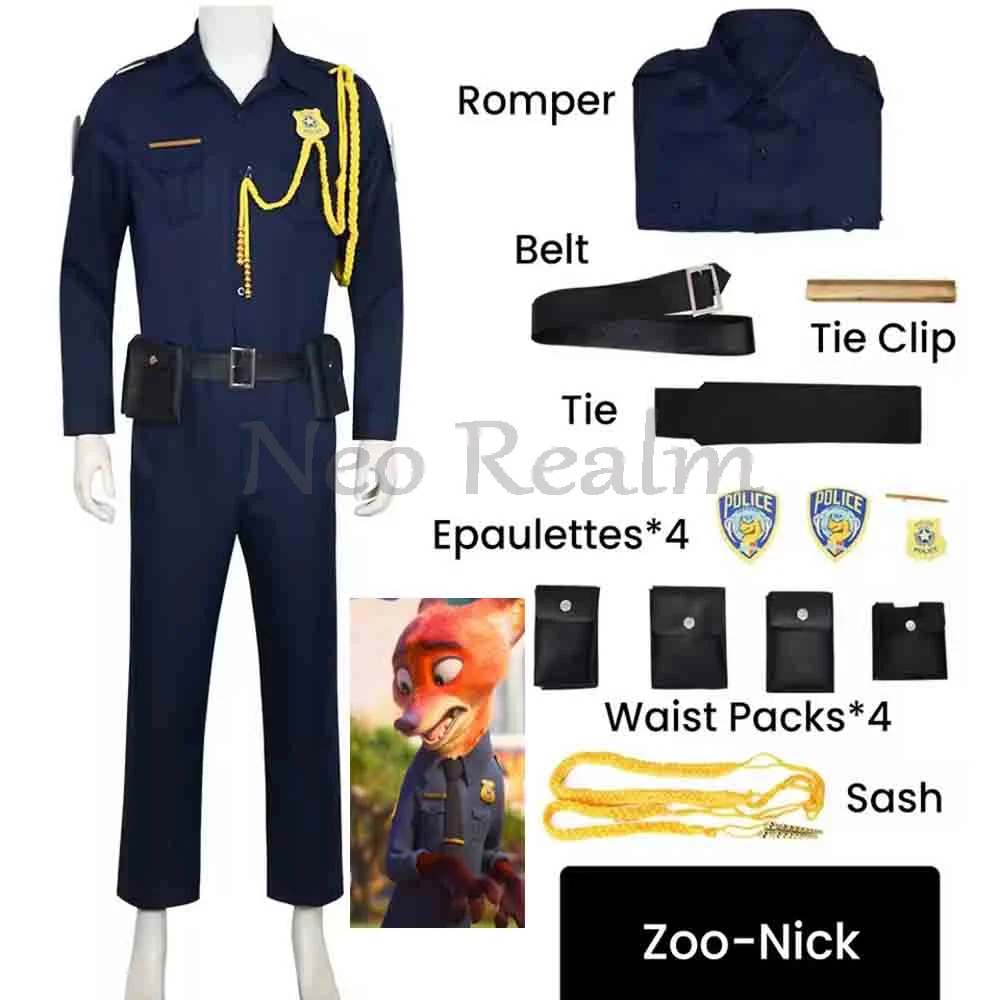 Erwachsenen-Anime-Fuchs-Cosplay Cartoon-Polizei-Outfits Weihnachten Halloween Karneval Rollenspiel-Kostüm für Männer Frauen Ostern