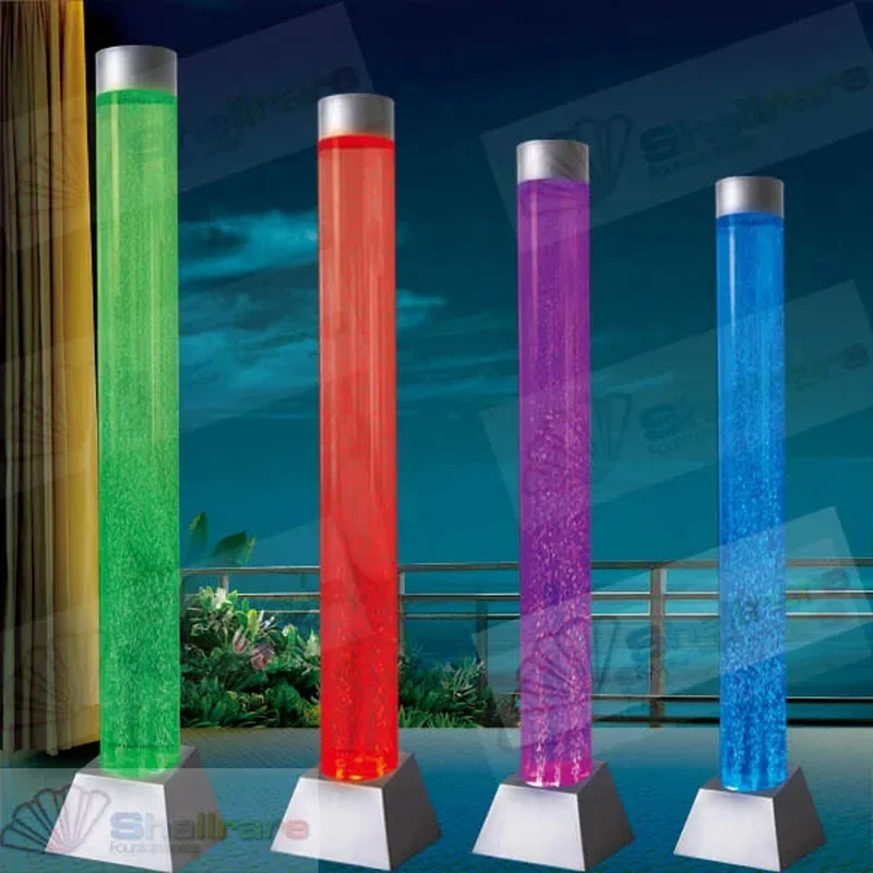 custom.Floor Standing Bubble Column Wall LED Color Changing Aquarium Room Divider