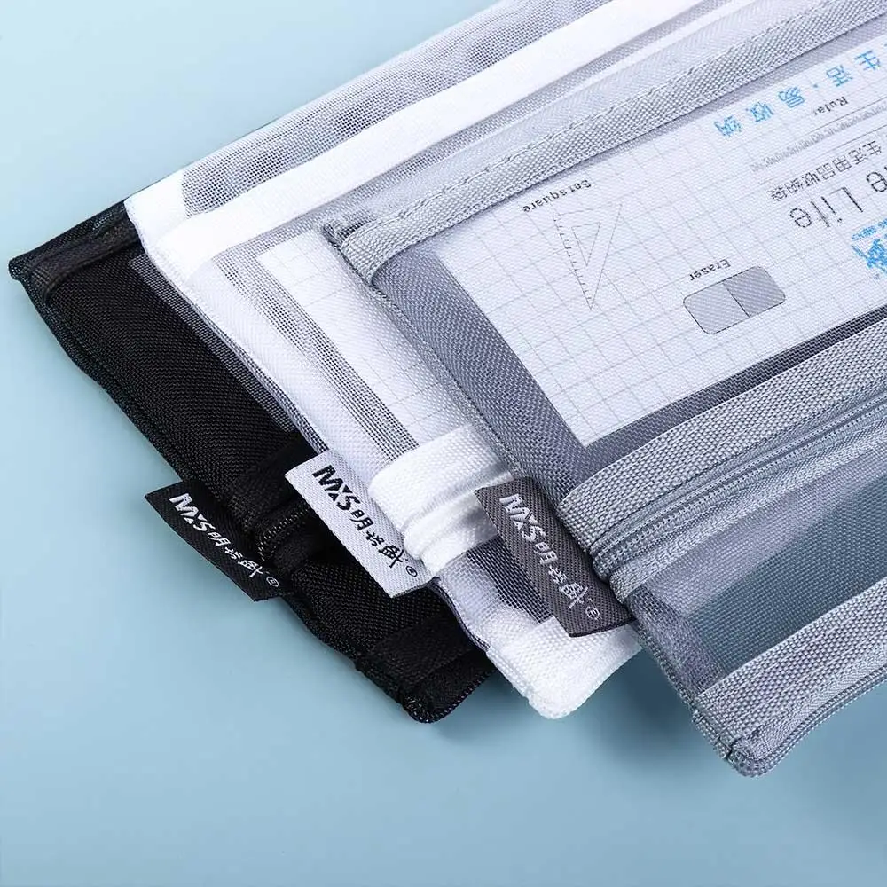 

Document Nylon Pencil Case Pen Box Office School Stationery Supplies Double Mesh Pencil Bag File Folder Cosmetic Storage Bag