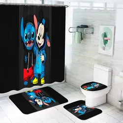 Stitch Disney 4 Piece Mats Luxury Bathroom Decorations Partition Screen And Shower Sets Full Teenagers Curtain Bath Ltems