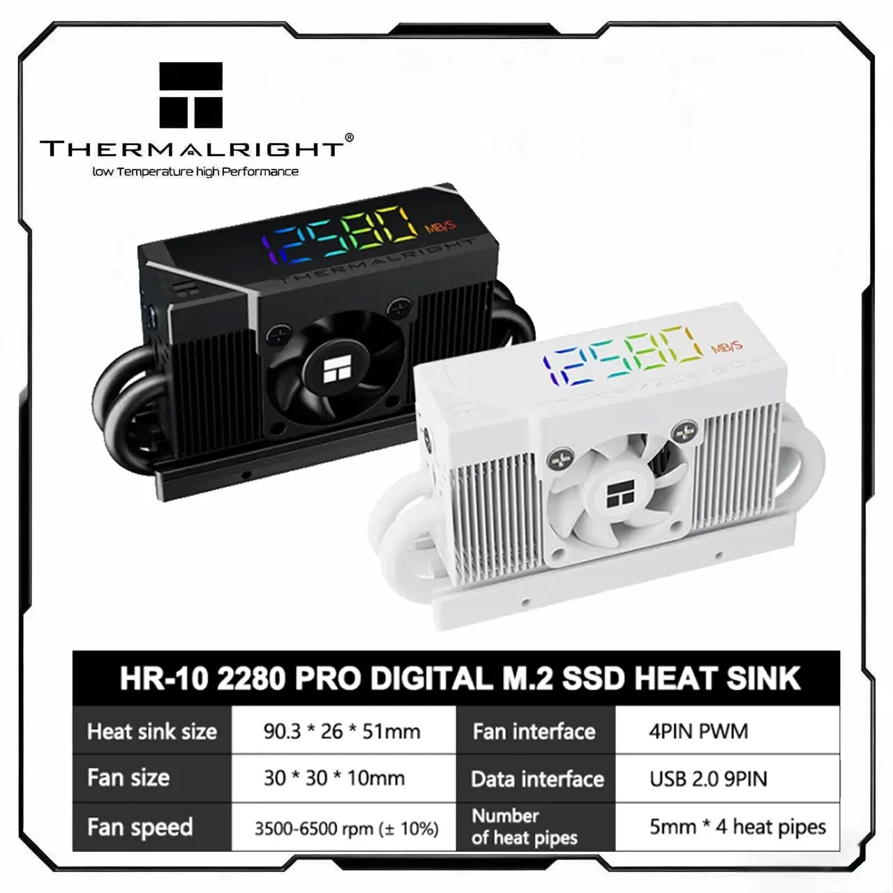 Thermalright HR-10 2280 PRO DIGITAL BLACK&amp;WHITE Premium M.2 SSD Heatsink