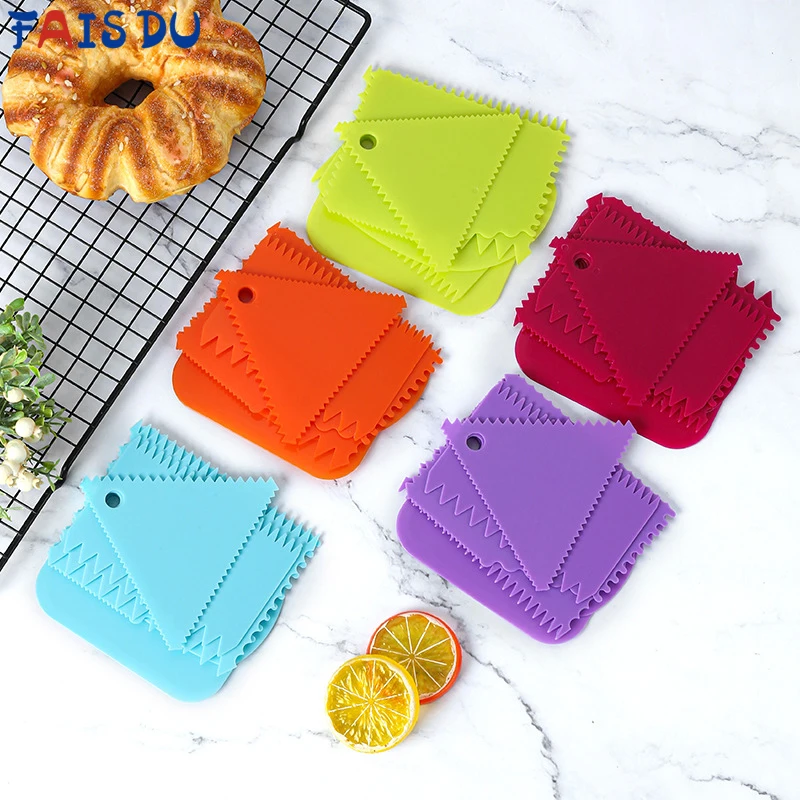 FAIS DU Cake Scraper Set Plastic Decoration Smoother Tool Shoveling Cutting Dough Fondant Multifunction Kitchen Accessories