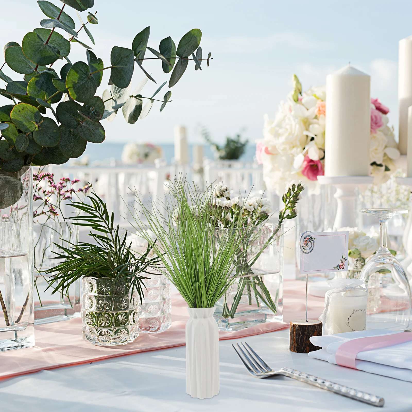 

8Pcs Artificial Plants Indoor Faux Grass Decor Rustic Farmhouse Style Long Lasting Elegance for Home Garden Decor