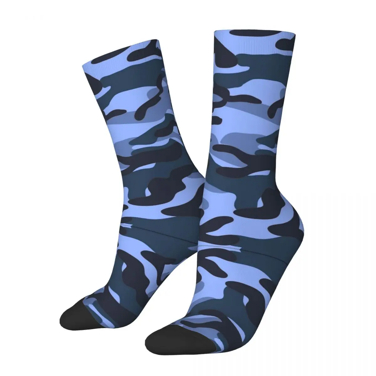 Blue Flower Camo Stockings Unisex Men Socks High Quality Elegant Socks Autumn Outdoor Sports Non Slip Design Socks Gift