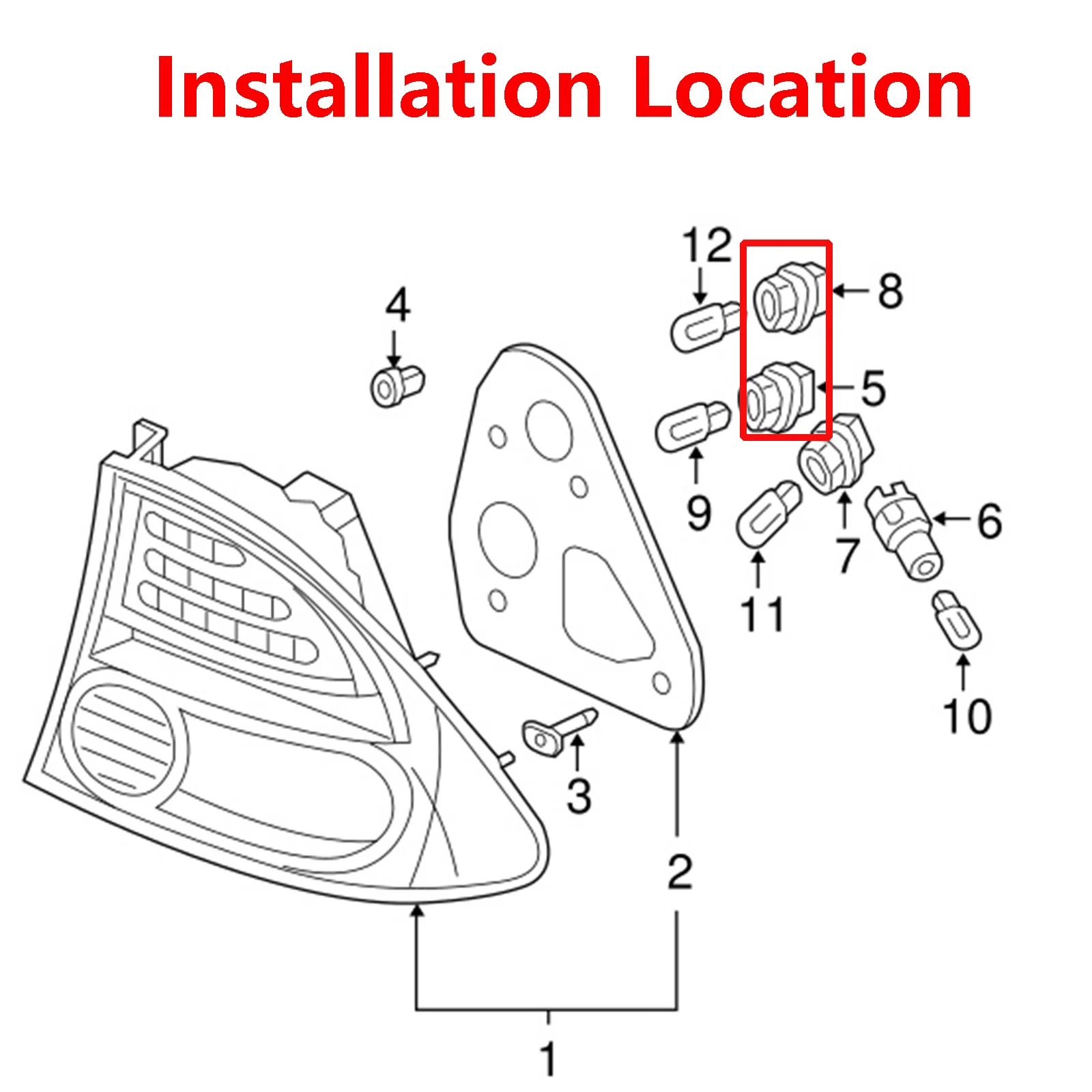 2Pcs Gray Brake Tail Lamp Rear Light Bulb Socket Holder ABS Plastic For Honda Accord Civic Odyssey Fit CL RL TSX 33515-S50-003