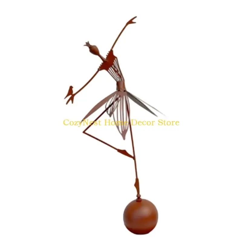 92MF Dancing Girl Garden Statue Outdoor Metal Dancing Girl Yard Art Sculpture Ornament for Lawn Patio Backyard Decorations