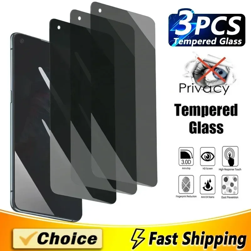 3Pcs Private Screen Protector For Realme 5 6 7 8i 9 Pro Plus 10 Pro Anti-spy Tempered Privacy Glass For Q2 5 Pro X2 50 GT Master